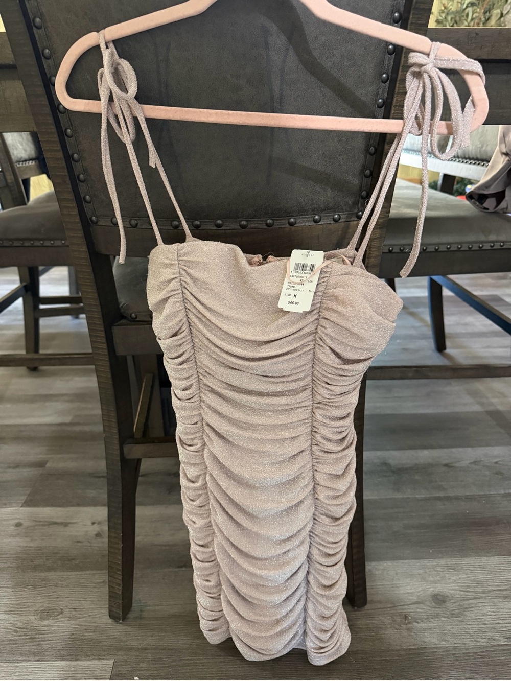 Windsor Ruched Tie-Shoulder Mini Dress in Dusty Rose